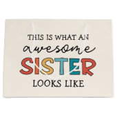 おもしろい素晴らし姉 |姉妹最高のの贈り物 ラージペーパーバッグ (正面)