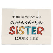 おもしろい素晴らし姉 |姉妹最高のの贈り物 ラージペーパーバッグ (裏面)