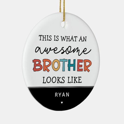 おもしろい素晴らし弟 |ブラザーパーソナライズされたギフト セラミックオーナメント (右)