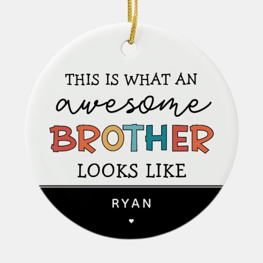 おもしろい素晴らし弟 |ブラザーパーソナライズされたギフト セラミックオーナメント (正面)
