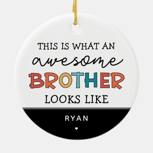 おもしろい素晴らし弟 |ブラザーパーソナライズされたギフト セラミックオーナメント (裏面)