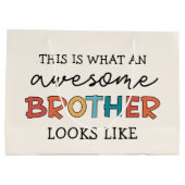 おもしろい素晴らし弟 | Brother 最高の Everの贈り物 ラージペーパーバッグ (裏面)