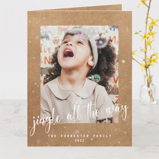 おもしろい素朴ジンルオールザウェイ2フォトホリデーカード カード (黄色い花)