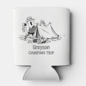 おもしろい素朴テントキャンパーキャンピングリパーソナライズされたップ 缶クーラー (裏面)