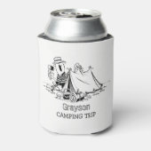 おもしろい素朴テントキャンパーキャンピングリパーソナライズされたップ 缶クーラー (缶裏面)