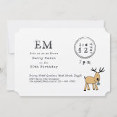 おもしろい素朴トナカイ・ドードル・タイプセット 招待状 (正面)