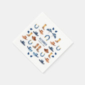 おもしろい素朴ブルーラッキーホースカウボーイウェスタンキッドデイ スタンダードカクテルナプキン (角)