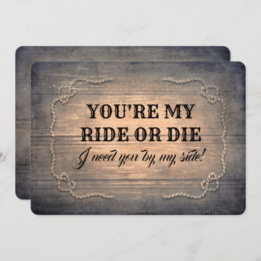 おもしろい素朴メイド・オブ・オーナー（花嫁付き添い人） 招待状 (正面/裏面)