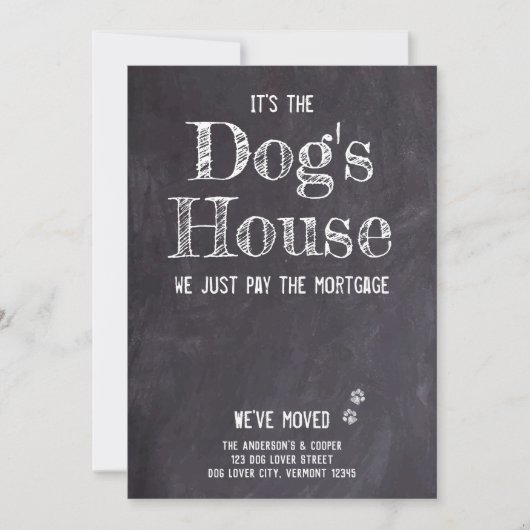 おもしろい素朴引っ越しました犬の移動発表 案内状 (正面)