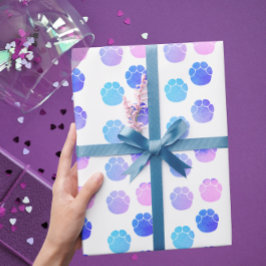 おもしろい紫とピンクの象の足跡の水色 ラッピングペーパー