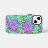 おもしろい紫と緑の花 iPhoneケース (裏面横)