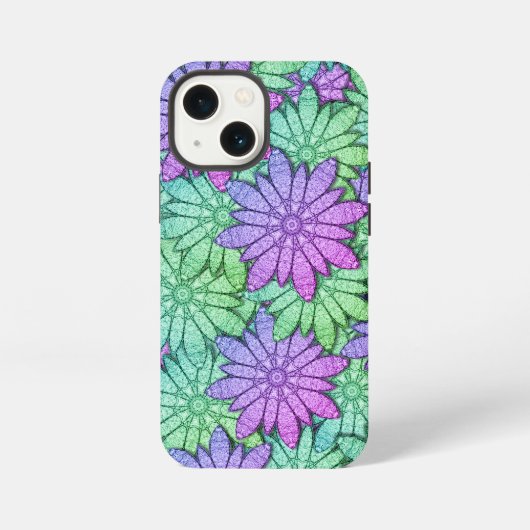 おもしろい紫と緑の花 iPhoneケース (裏面)
