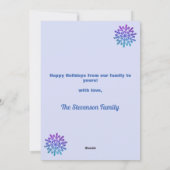 おもしろい紫の青と明メリーるいスノーフレークの写真 シーズンカード (裏面)