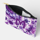 おもしろい紫バイオレットピンクろうけつ染めサークルのアートパターン アクセサリーポーチ (見開き)