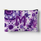 おもしろい紫バイオレットピンクろうけつ染めサークルのアートパターン アクセサリーポーチ (正面)