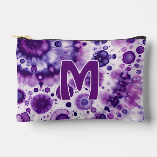 おもしろい紫バイオレットピンクろうけつ染めサークルのアートパターン アクセサリーポーチ (正面)