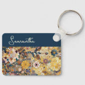 おもしろい紫バイオレットピンクろうけつ染めサークルのアートパターン キーホルダー (正面)