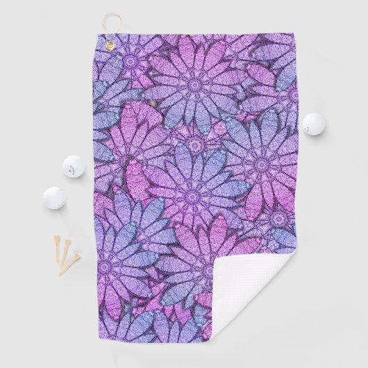 おもしろい紫色の花 ゴルフタオル (インサイチュ)