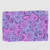 おもしろい紫色の花 ゴルフタオル (横)
