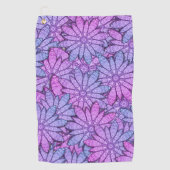 おもしろい紫色の花 ゴルフタオル (正面)