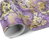 おもしろい紫色の金ゴールドフェイク瑪瑙アートパターン ラッピングペーパー (ロールコーナー)