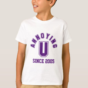 おもしろい紫色悩む女の子のティー Tシャツ