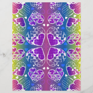 おもしろい紫、青、黄色のお洒落ハート