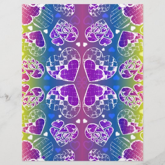 おもしろい紫、青、黄色のお洒落ハート (正面)