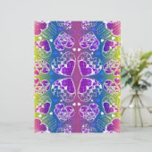 おもしろい紫、青、黄色のお洒落ハート (スタンド正面)