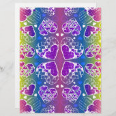 おもしろい紫、青、黄色のお洒落ハート (正面/裏面)