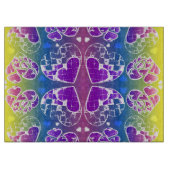 おもしろい紫、青、黄色のお洒落ハート カッティングボード (正面)