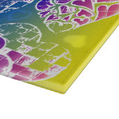 おもしろい紫、青、黄色のお洒落ハート カッティングボード (角)