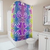 おもしろい紫、青、黄色のお洒落ハート シャワーカーテン (インサイチュ)