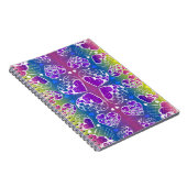 おもしろい紫、青、黄色のお洒落ハート ノートブック (右側)