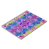 おもしろい紫、青、黄色のお洒落ハート ノートブック (左側)