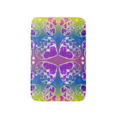 おもしろい紫、青、黄色のお洒落ハート バスマット (正面縦)