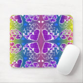 おもしろい紫、青、黄色のお洒落ハート マウスパッド (マウス)