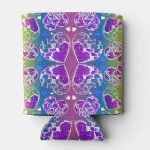 おもしろい紫、青、黄色のお洒落ハート 缶クーラー (裏面)