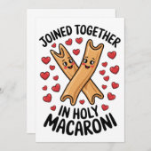 おもしろい結婚のパスタ婚約 招待状 (正面/裏面)