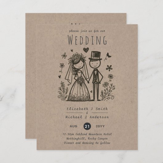 おもしろい結婚のマンガ新郎手描き (正面/裏面)