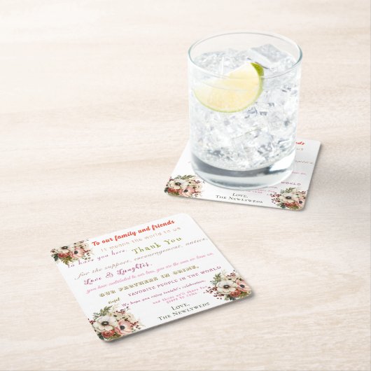 おもしろい結婚の歓迎 スクエアペーパーコースター (インサイチュ)