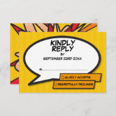 おもしろい結婚の漫画本の音声バブル 出欠カード (正面/裏面)