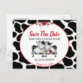 おもしろい結婚の牛が日付はがきを保存 案内ポストカード (正面/裏面)