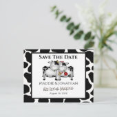 おもしろい結婚の牛が日付はがきを保存 案内ポストカード (スタンド正面)