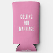 「おもしろい結婚の金だ」 ピンクと白 スリム缶クーラー (正面)