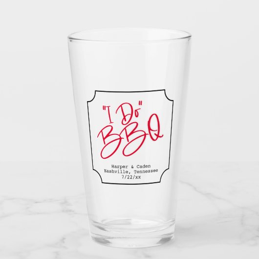 おもしろい結婚のI Do BBQ Red and Black Glass タンブラーグラス (正面)