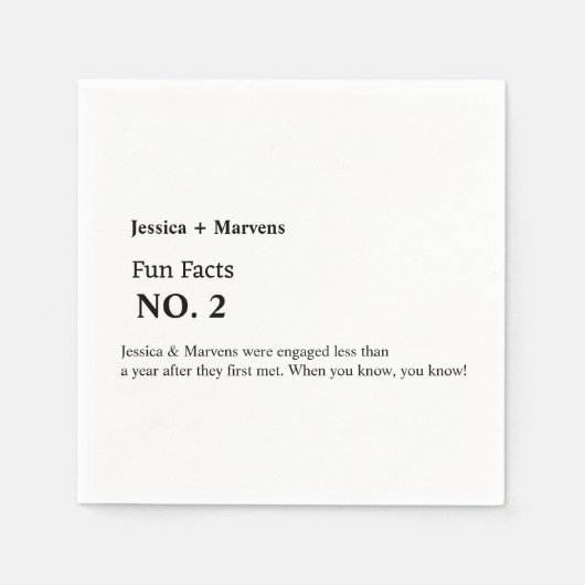 おもしろい結婚ファクトの,リハーサルのディナー,ブライダルシャワー スタンダードカクテルナプキン (正面)