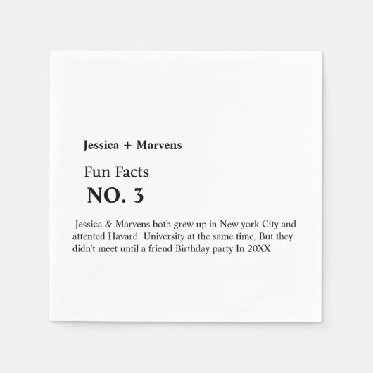 おもしろい結婚ファクトの，リハーサルのディナー，特別パーティー スタンダードカクテルナプキン (正面)