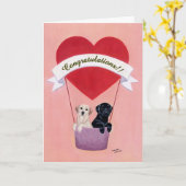 おもしろい結婚ラブラドール カード (黄色い花)