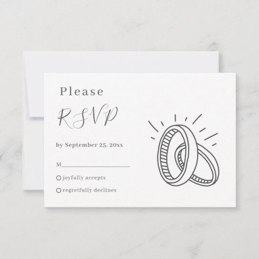 おもしろい結婚リングRSVPカード 出欠カード (正面)